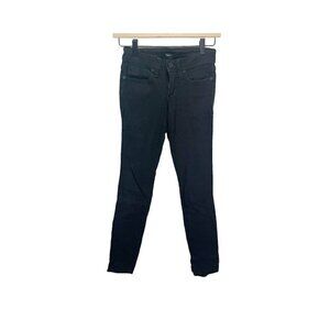 Bebe Women's Size 25 Black Skinny Leg Dark Wash Stretch Jeans Low Rise
